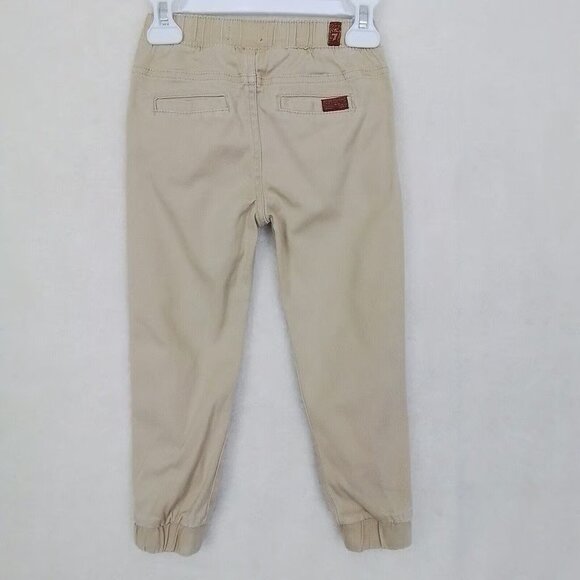7 for All Mankind Boys Cotton Jogger Sz 4T Tan Pullon Pant Elastic Waist Pockets - Picture 2 of 7